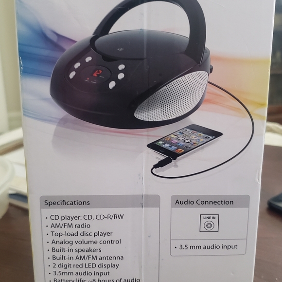 New In Box GPX BC112B Boom-Box and CD Player - Picture 3 of 5